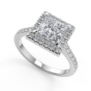 Susan Classic Pave Halo Princess Cut Diamond Engagement Ring - Nivetta